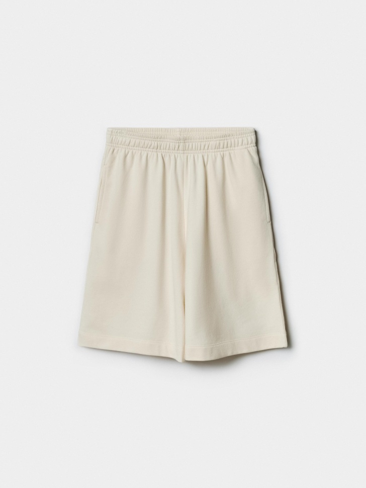 Удлиненные шорты из футера Sela, бежевый, арт. 52108