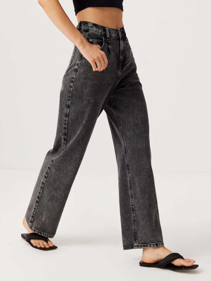 Широкие джинсы с защипами (серый, L) sela 4640078616770 - фото 4