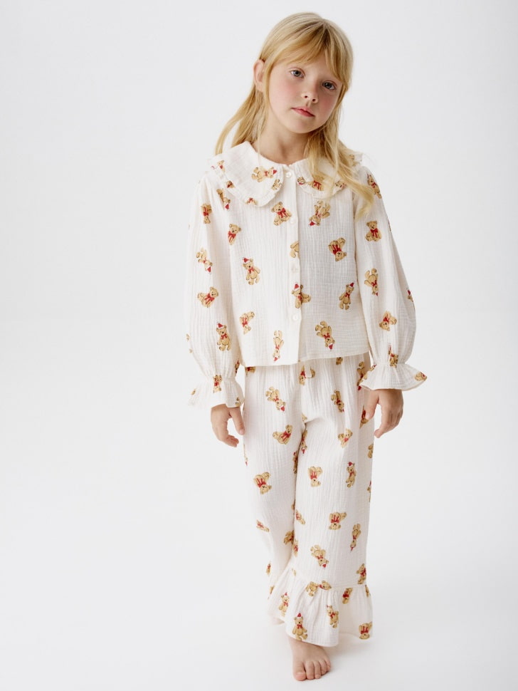 пижама с рубашкой и брюками из муслина для девочек 4610517092250 фотография