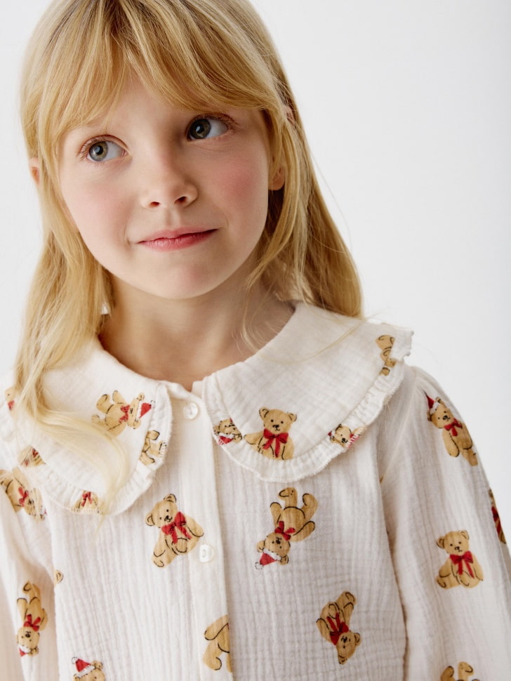 пижама с рубашкой и брюками из муслина для девочек 4610517092250 по акции