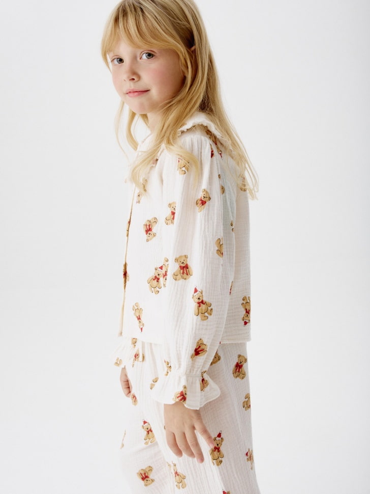 пижама с рубашкой и брюками из муслина для девочек 4610517092250 по низкой цене