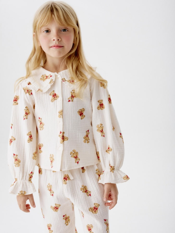 пижама с рубашкой и брюками из муслина для девочек 4610517092250 с промокодом