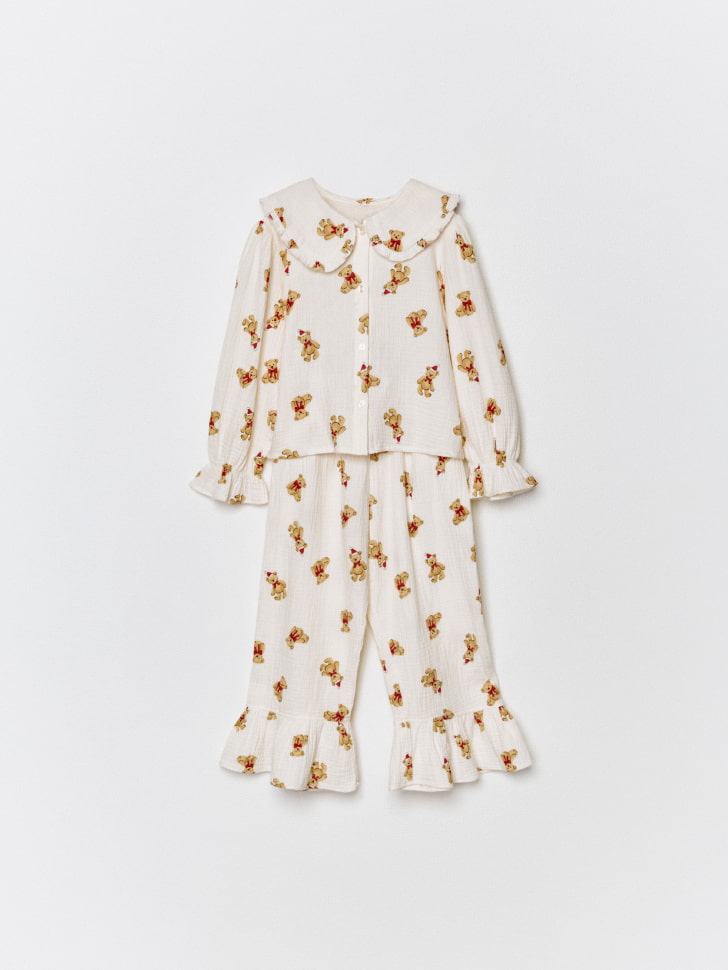 пижама с рубашкой и брюками из муслина для девочек 4610517092250 в интернет магазине