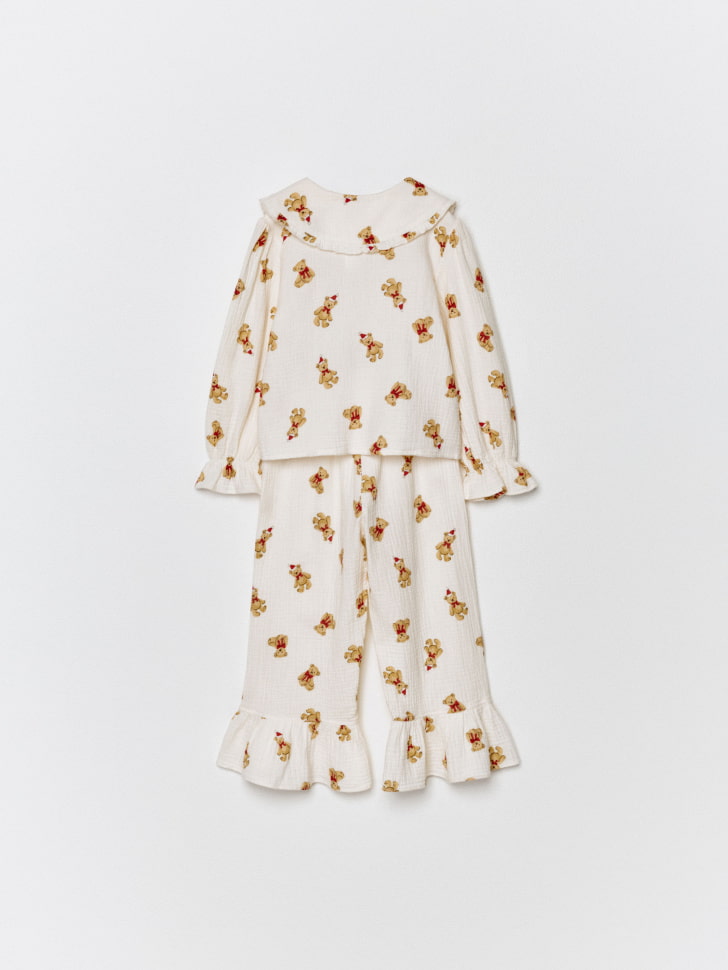 пижама с рубашкой и брюками из муслина для девочек 4610517092250 со скидкой