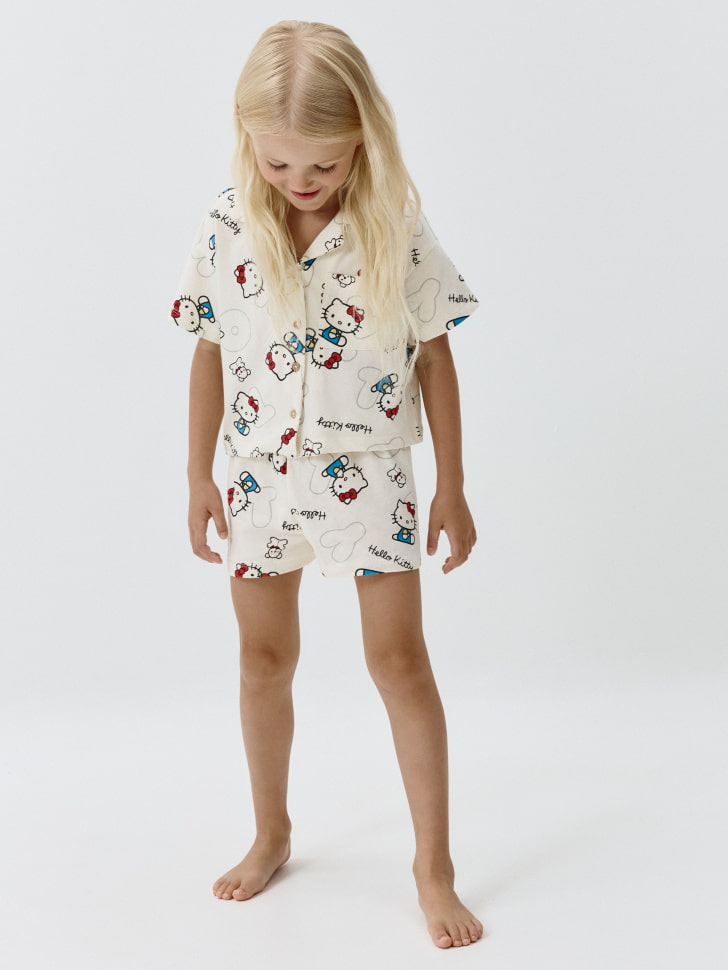 трикотажная пижама с принтом hello kitty для девочек 4610283616513 по акции