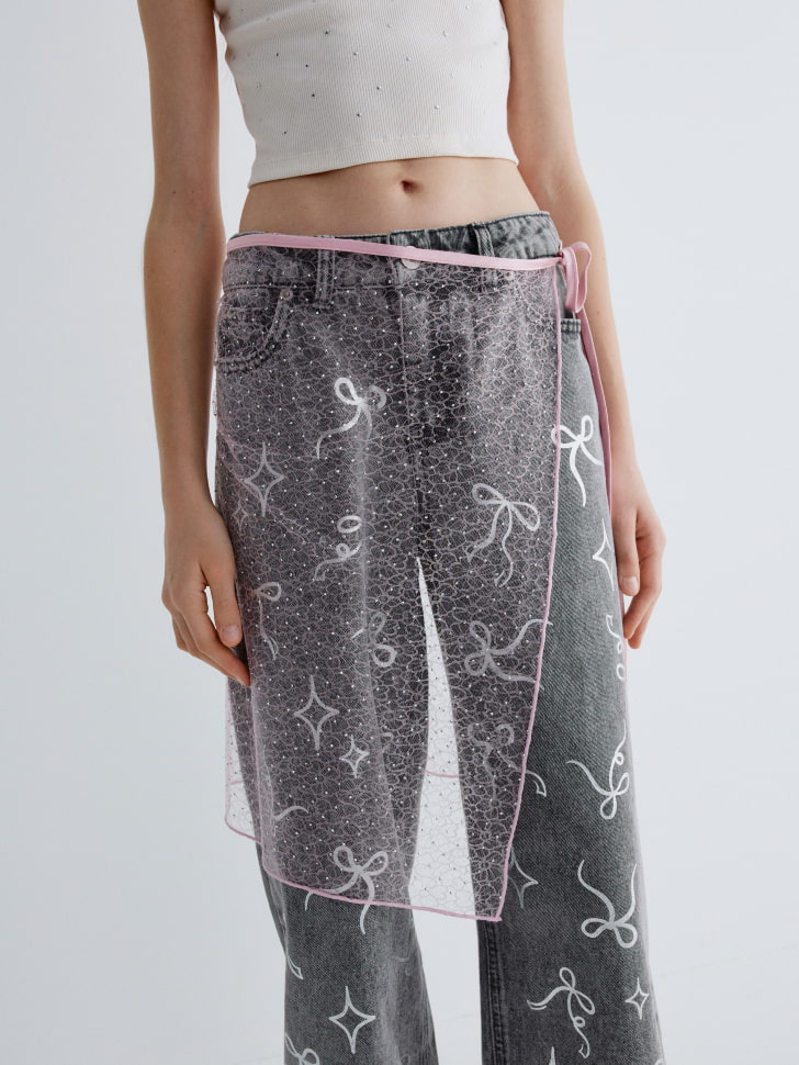 юбка-пояс из кружева со стразами для девочек 4680798667928 фотография