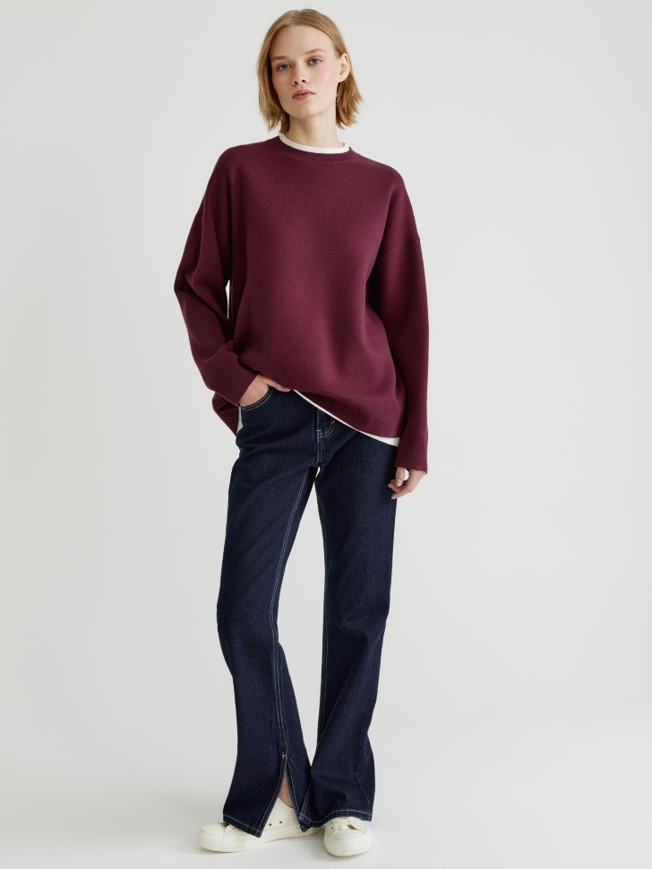 вязаный джемпер с многослойным эффектом от бренда sela вид слева