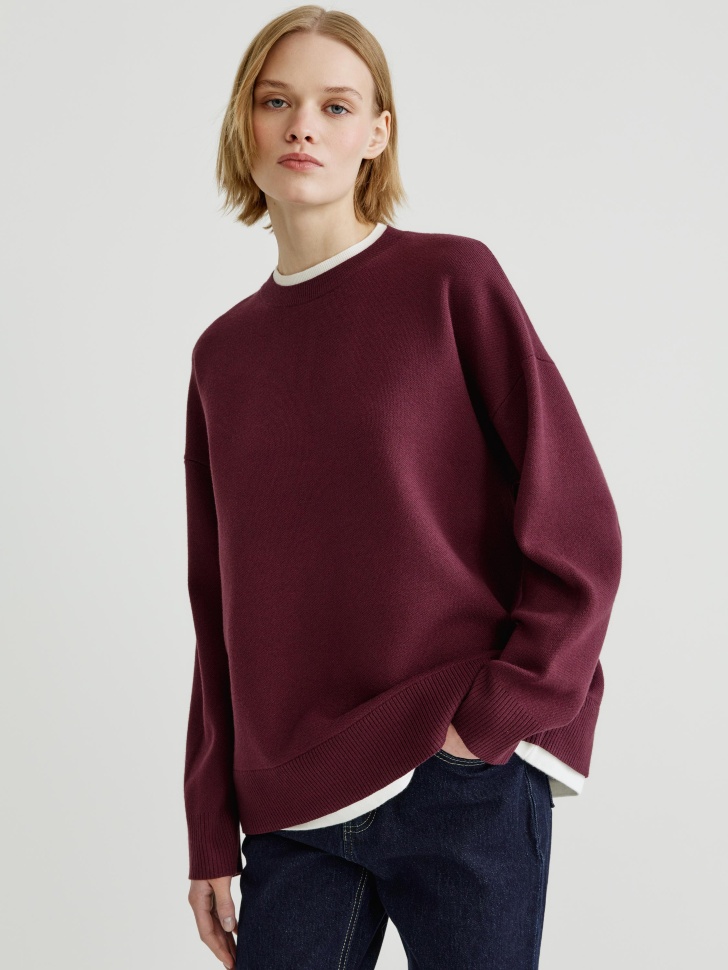 вязаный джемпер с многослойным эффектом из россии вид сбоку