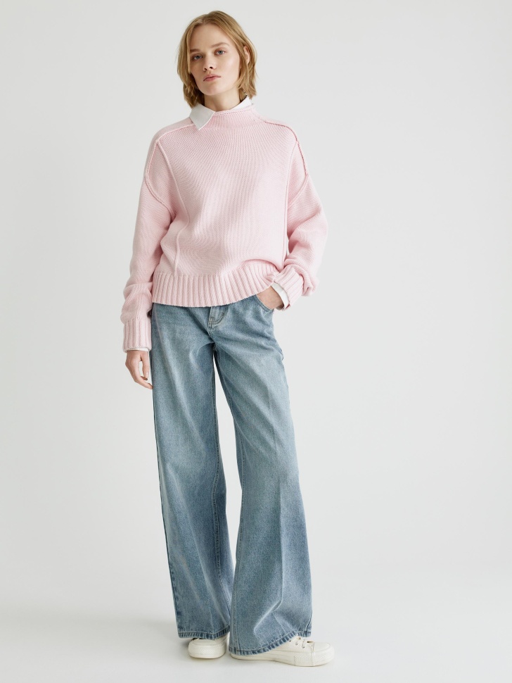 SELA Джинсы Wide Leg со стрелками, голубой, арт. 33948