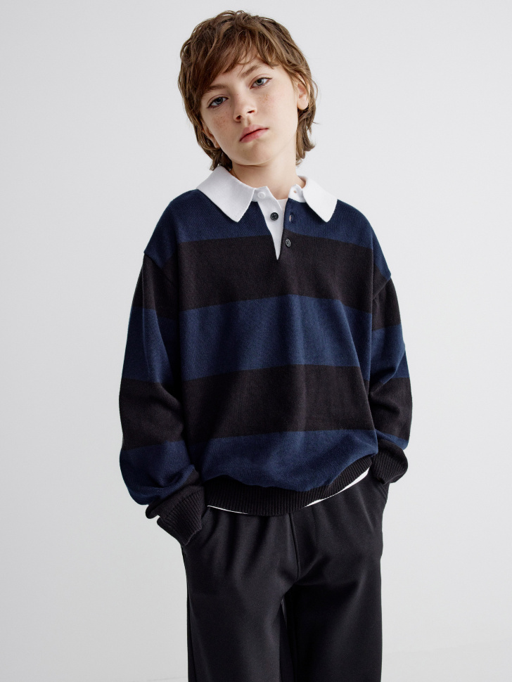 вязаный джемпер с воротником детский 4680704875447 фотография