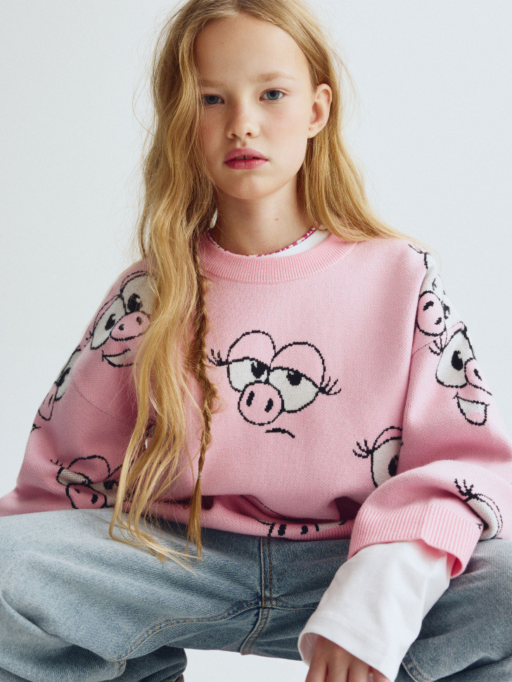 

Вязаный джемпер для девочек SELA x Смешарики, SL6801050614