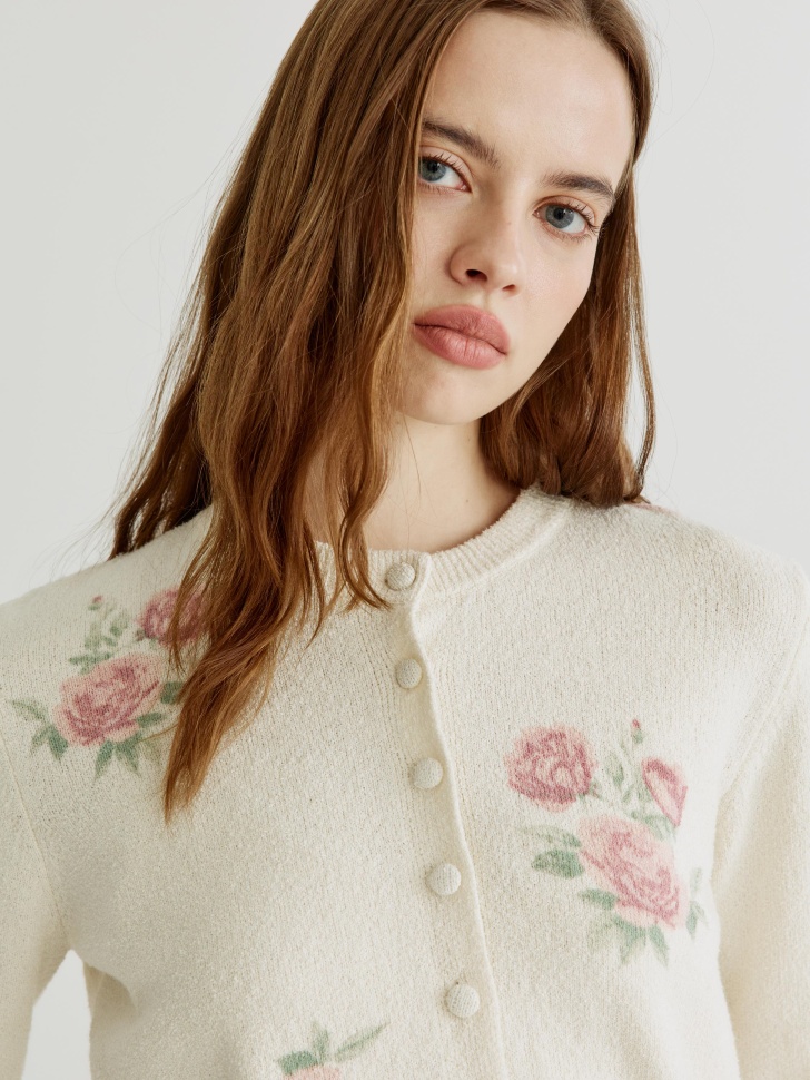 Вязаный кардиган SELA с цветочным принтом, арт. 38710
