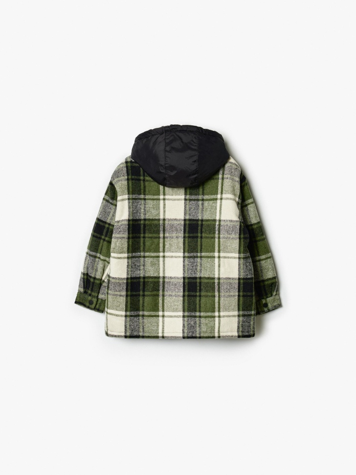 куртка-рубашка в клетку с капюшоном детская от бренда sela вид слева
