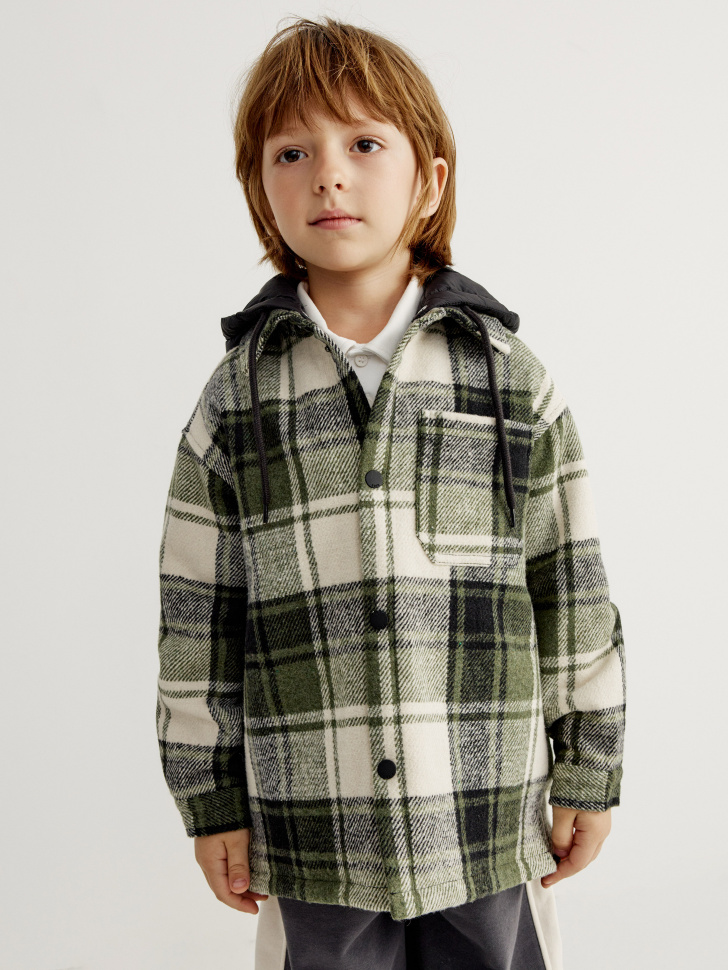 Куртка-рубашка в клетку с капюшоном детская 3299₽