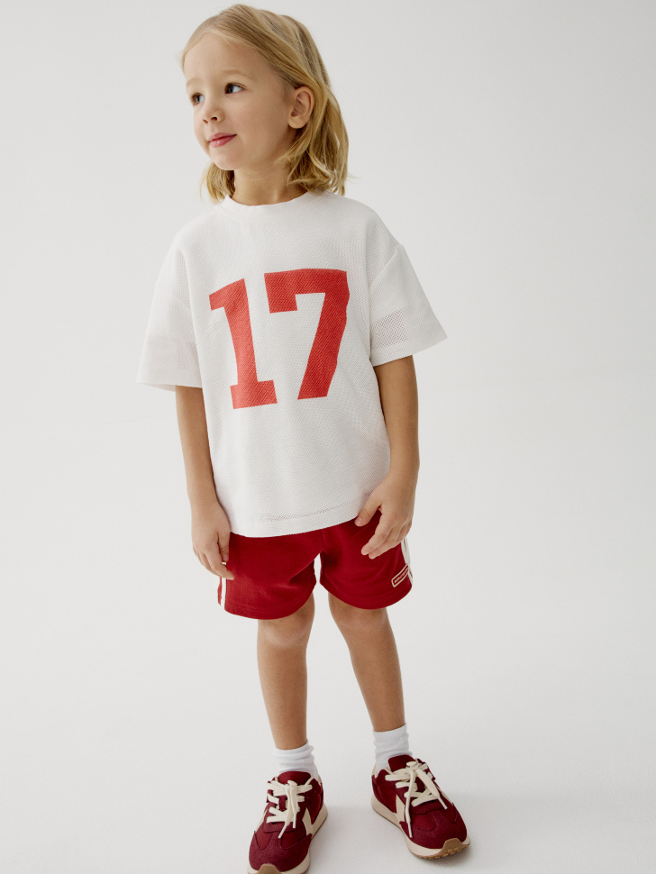 Шорты Sela трикотажные с лампасами, красный, арт. 45423