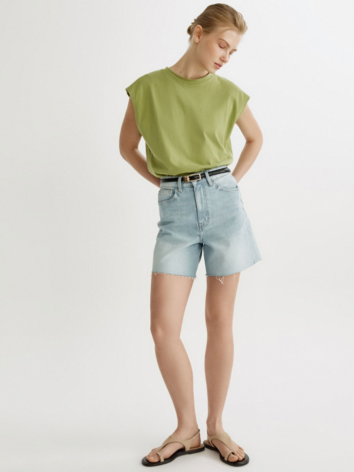 базовые джинсовые шорты с необработанным краем 4610517695277 фотография