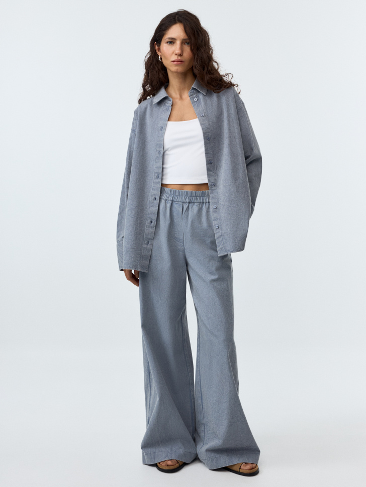 

Широкие брюки из хлопка со стиркой