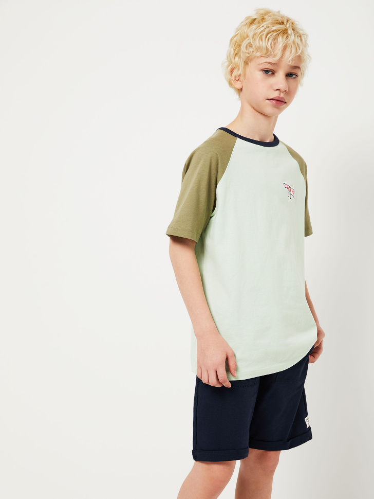 Трикотажная футболка с рукавами реглан для мальчиков (зеленый, 140/ 10-11 YEARS)