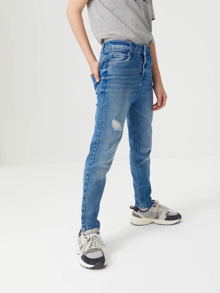 Прямые джинсы на резинке для мальчиков (синий, 122/ 7-8 YEARS) sela 4603375662727 - фото 3