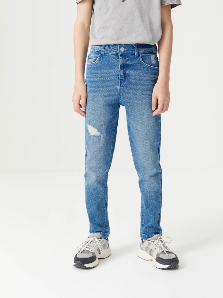 Прямые джинсы на резинке для мальчиков (синий, 122/ 7-8 YEARS) sela 4603375662727 - фото 5