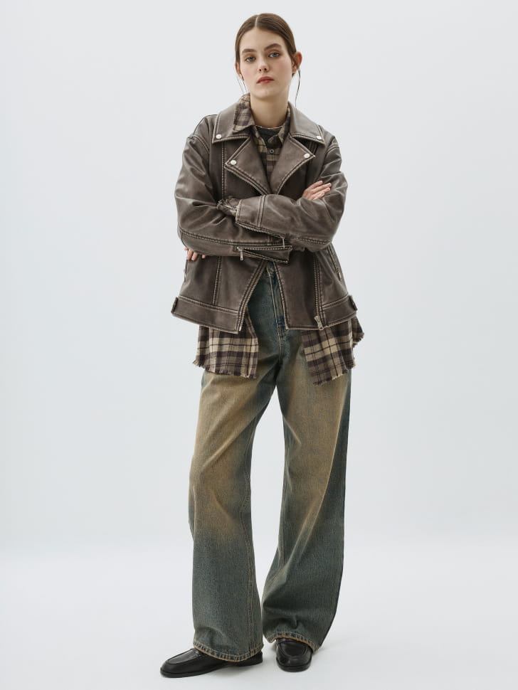 Винтажные джинсы Wide Leg со складками
