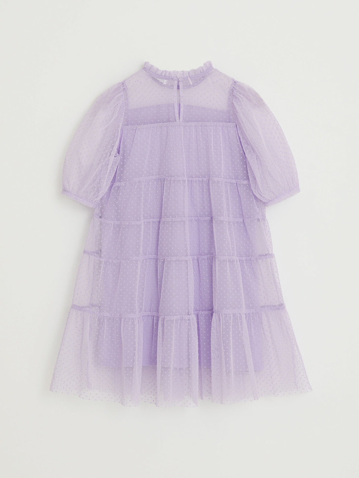 Ярусное платье в горошек для девочек (фиолетовый, 98/ 3-4 YEARS) sela 4680129124410 - фото 4