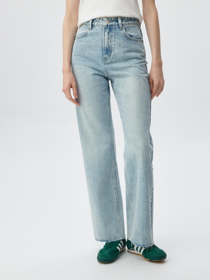  Джинсы WIDE LEG с эффектом стирки