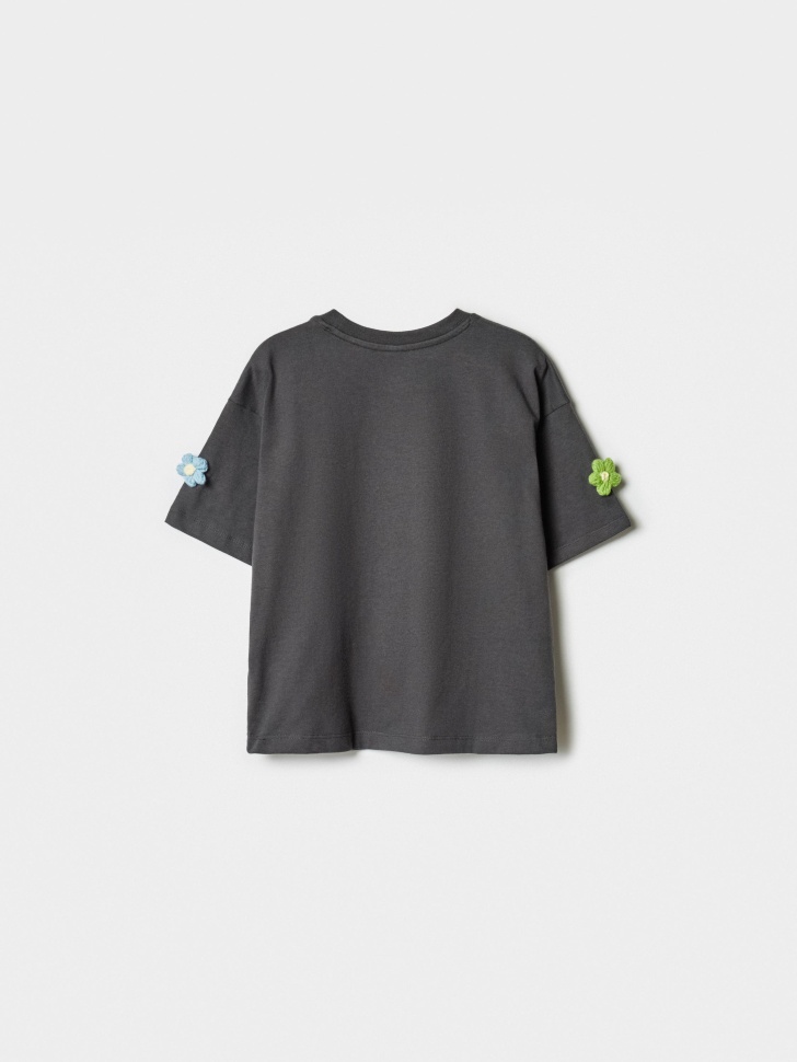 футболка оверсайз с аппликацией для девочек от бренда sela вид слева