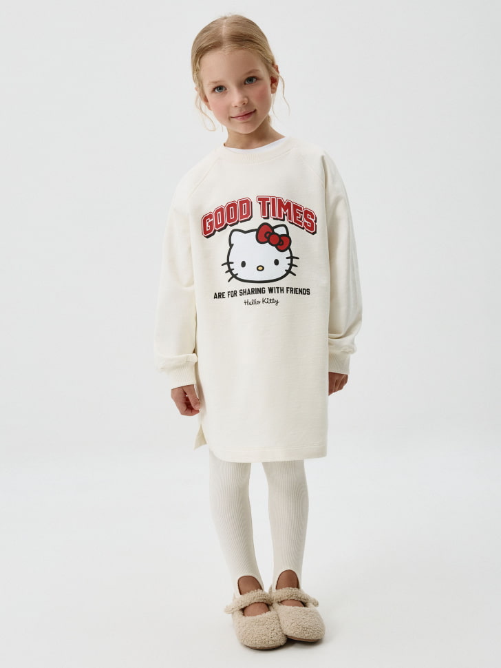 Платье-толстовка с принтом Hello Kitty для девочек. Фото №2