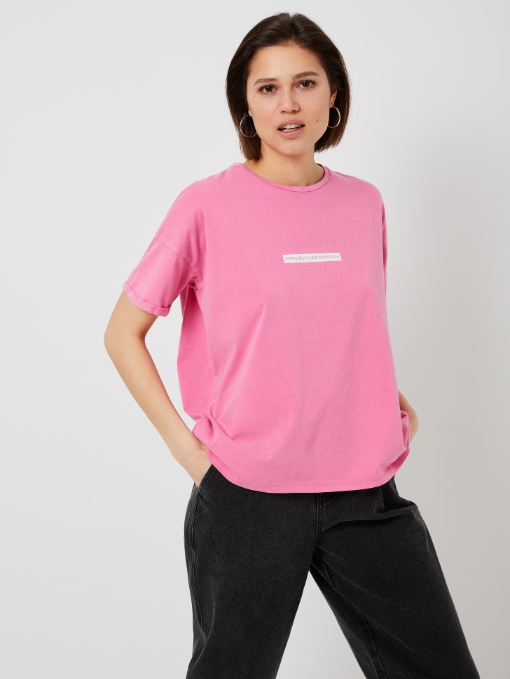 

Футболка с принтом, Розовый