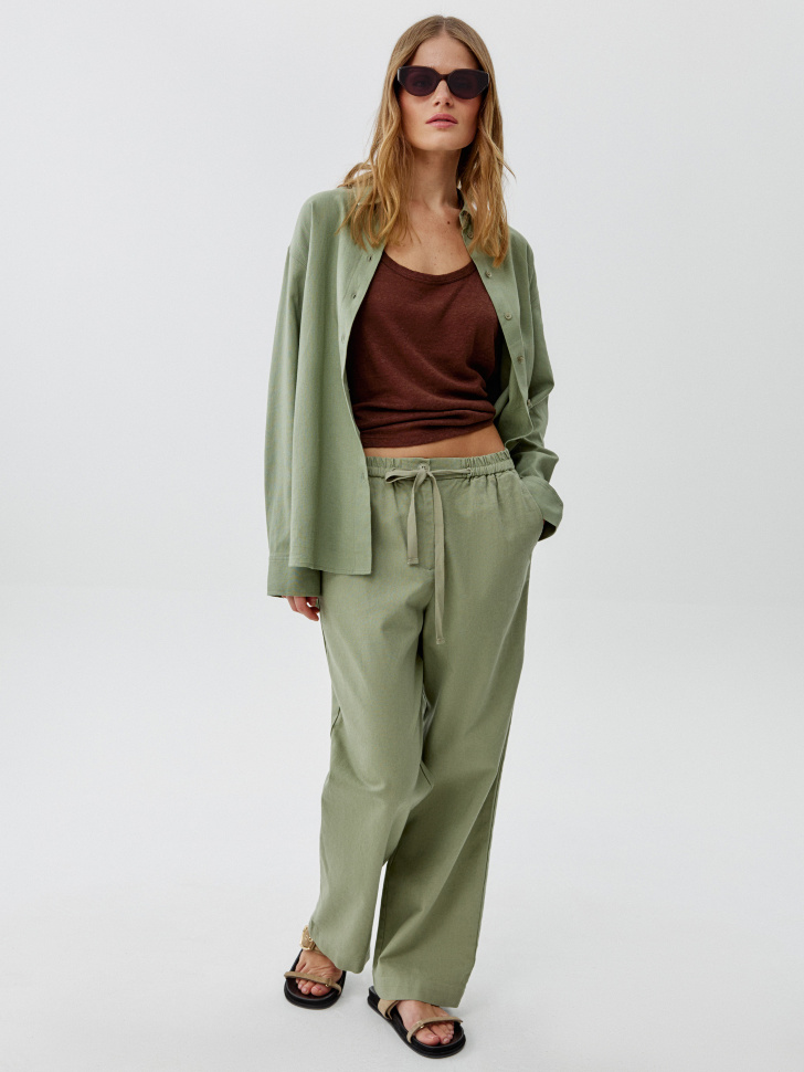 брюки из льна и хлопка с эффектом стирки 4610517309242 фотография