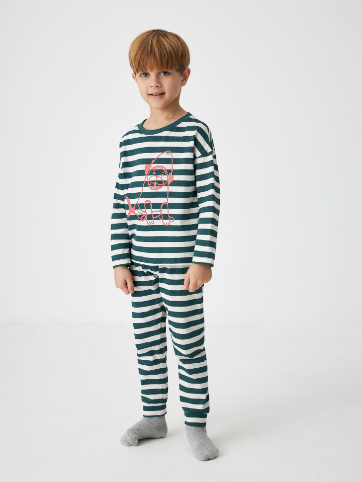 Пижама в полоску для мальчиков (принт, 104-110)
