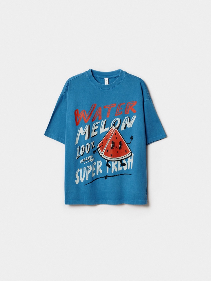 Футболка оверсайз SELA с принтом Арбуз, синий, арт. 51520