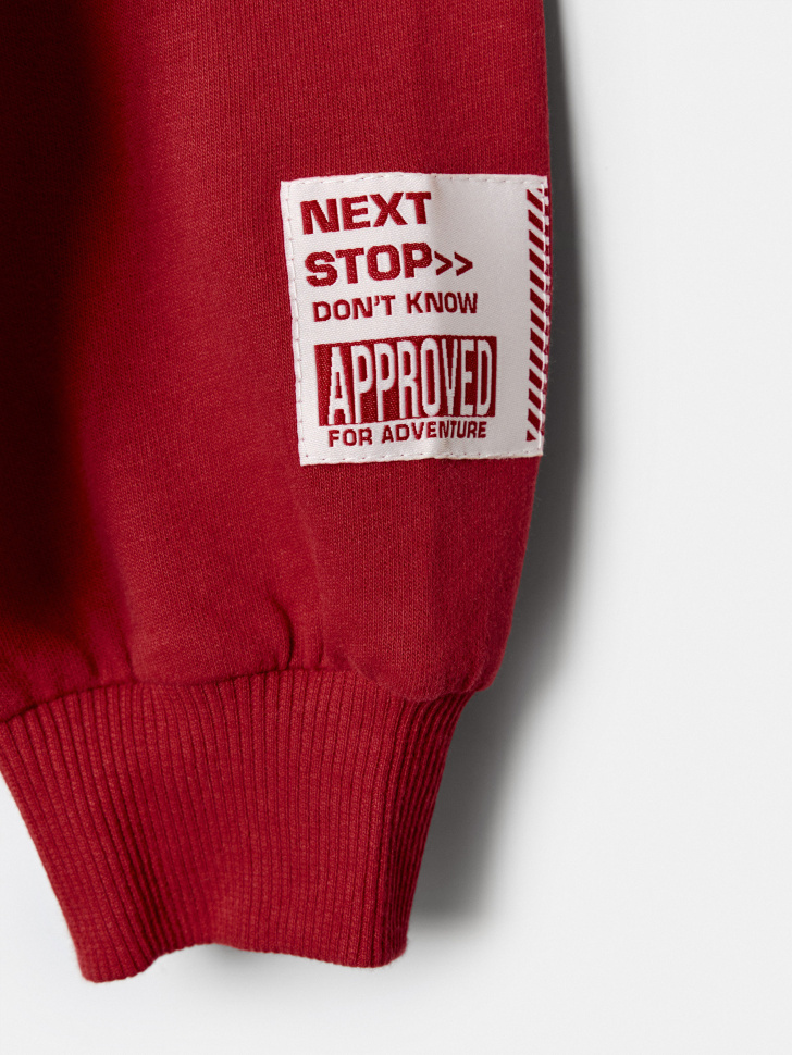 свитшот оверсайз с принтом для девочек из хлопка спереди