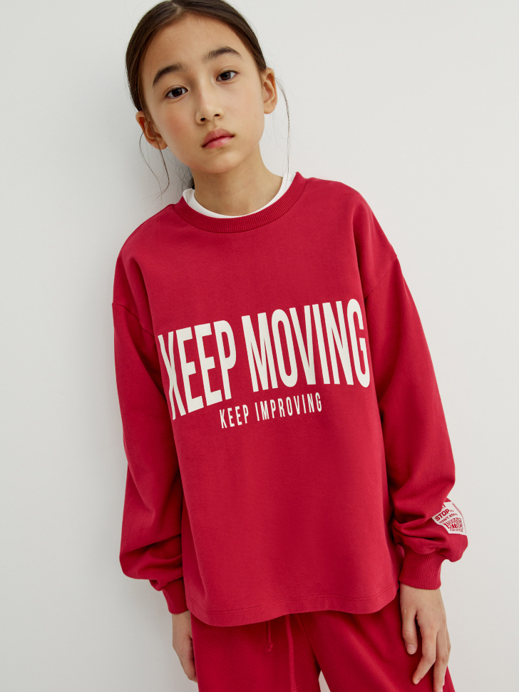 Свитшот Sela оверсайз с принтом, красный, арт. 52673