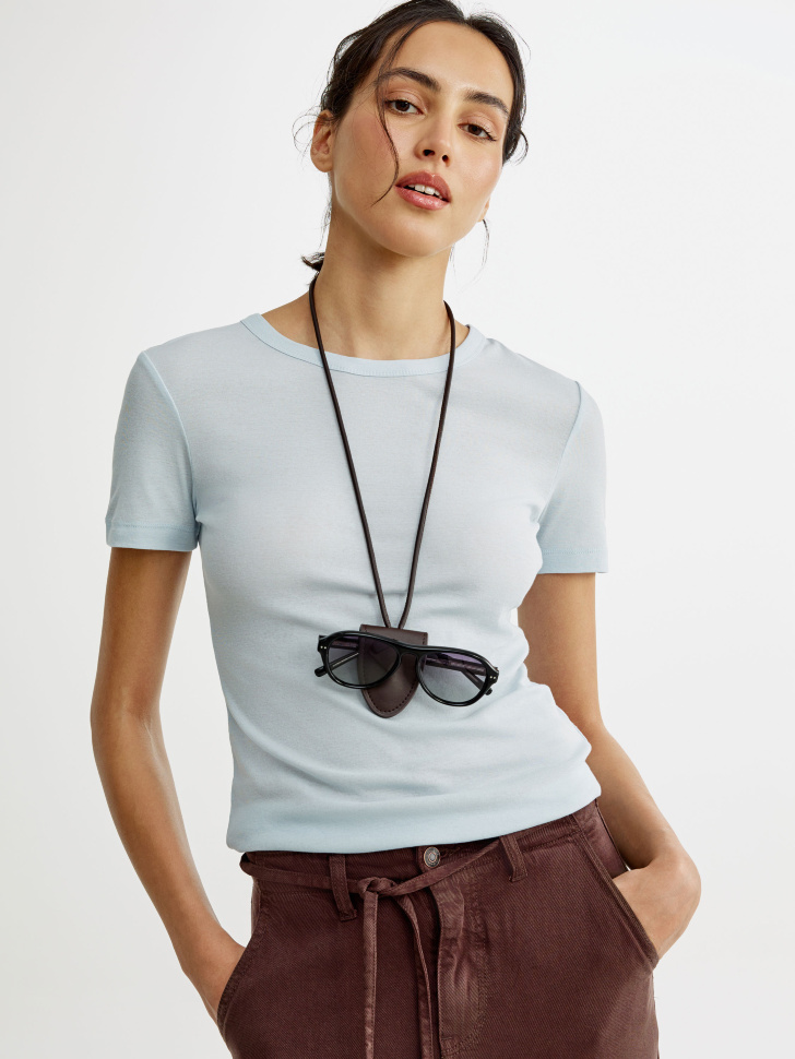 Базовая приталенная футболка Sela, голубой, арт. 54635