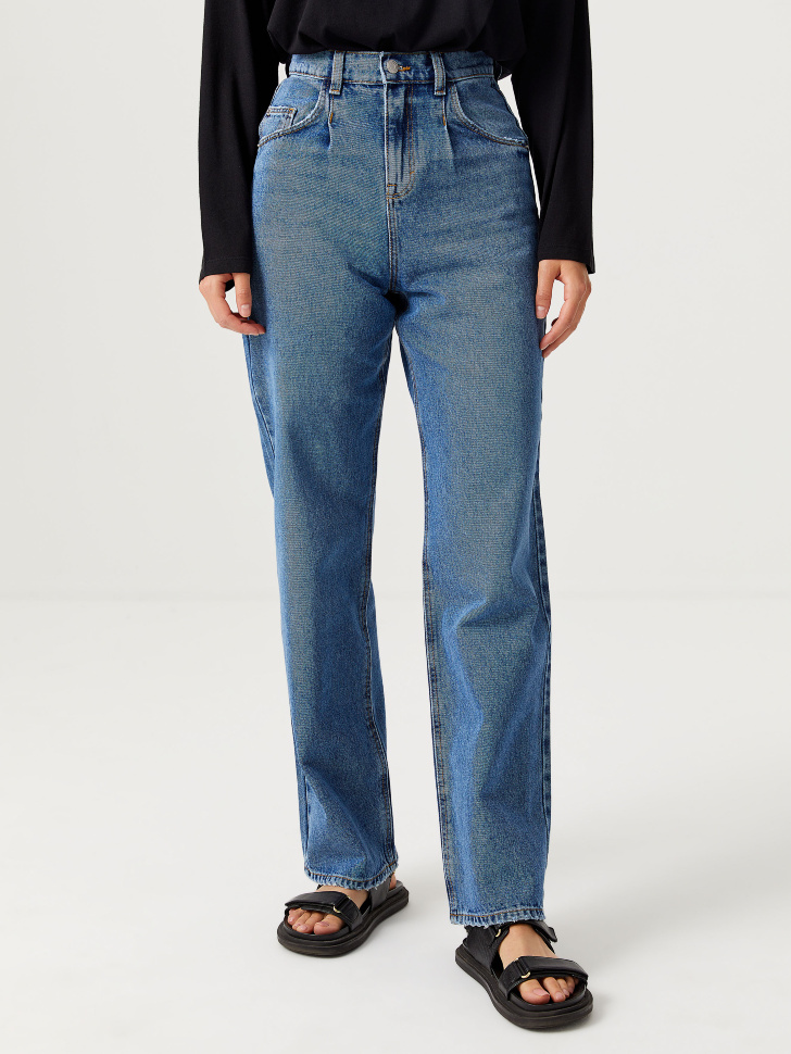 Широкие джинсы с защипами (синий, M) sela 4640078616695 - фото 2