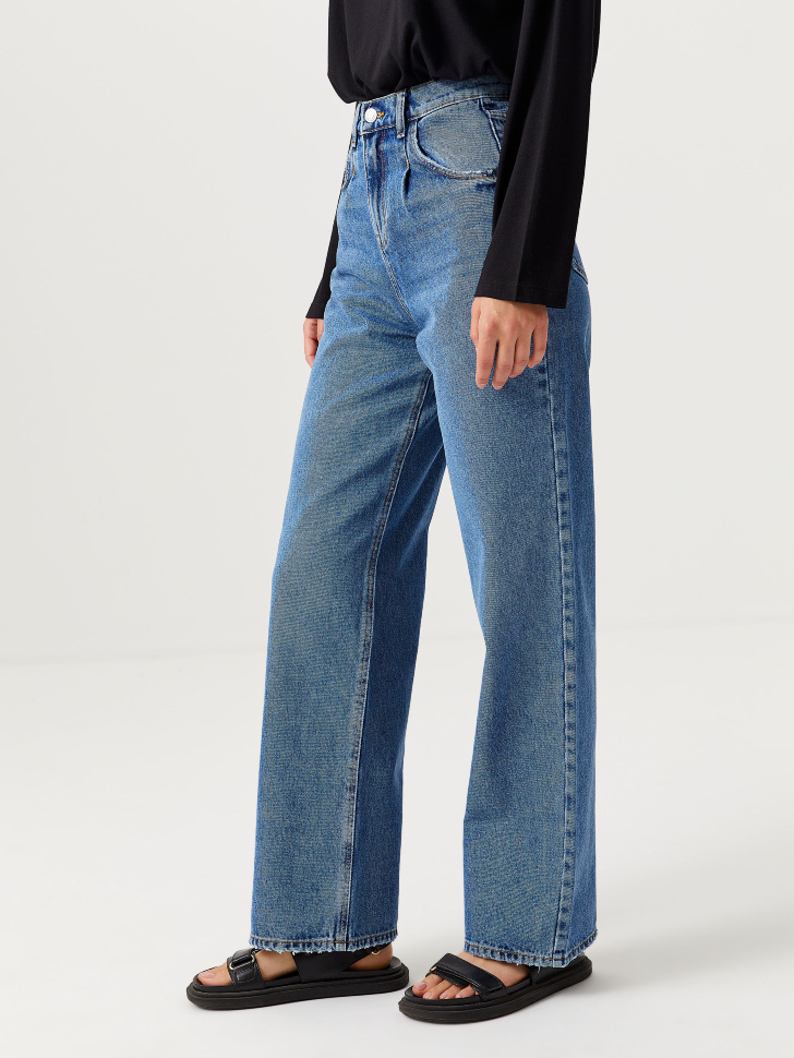 Широкие джинсы с защипами (синий, XS) sela 4640078616657 - фото 3