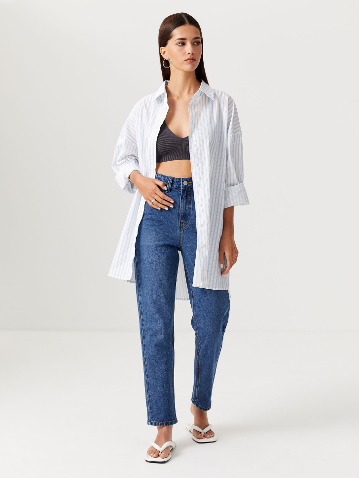 

Джинсы стретч mom fit, Синий