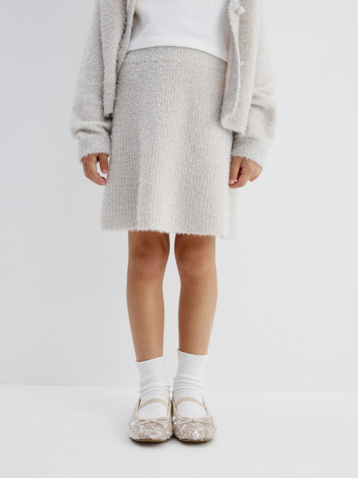 вязаная юбка с люрексом для девочек 4610517078933 по акции