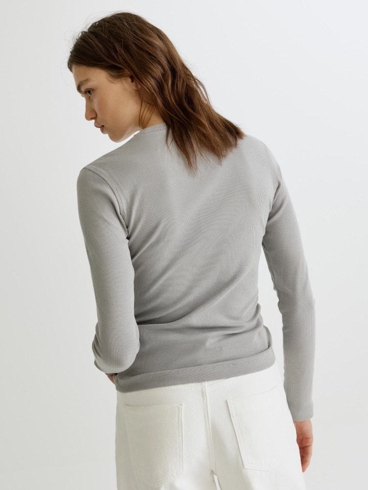 лонгслив приталенный в рубчик из россии вид сбоку