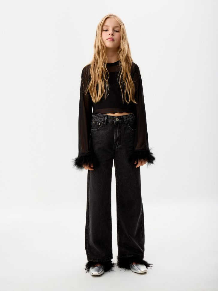 

Джинсы Bootcut fit с перьями для девочек