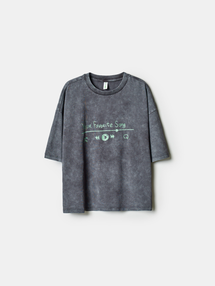 Футболка SELA оверсайз с принтом, серый, арт. 41710