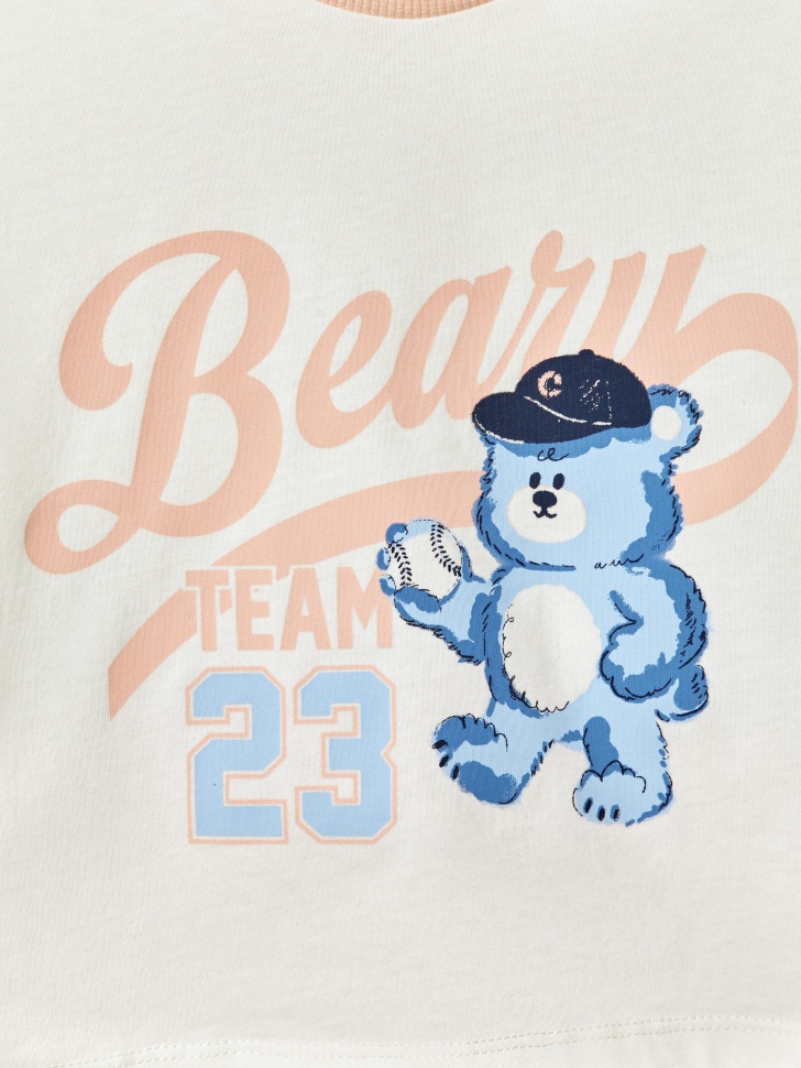 комплект из футболки и шорт для девочек из хлопка спереди