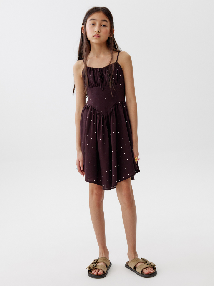 вискозное платье на бретелях для девочек из россии вид сбоку