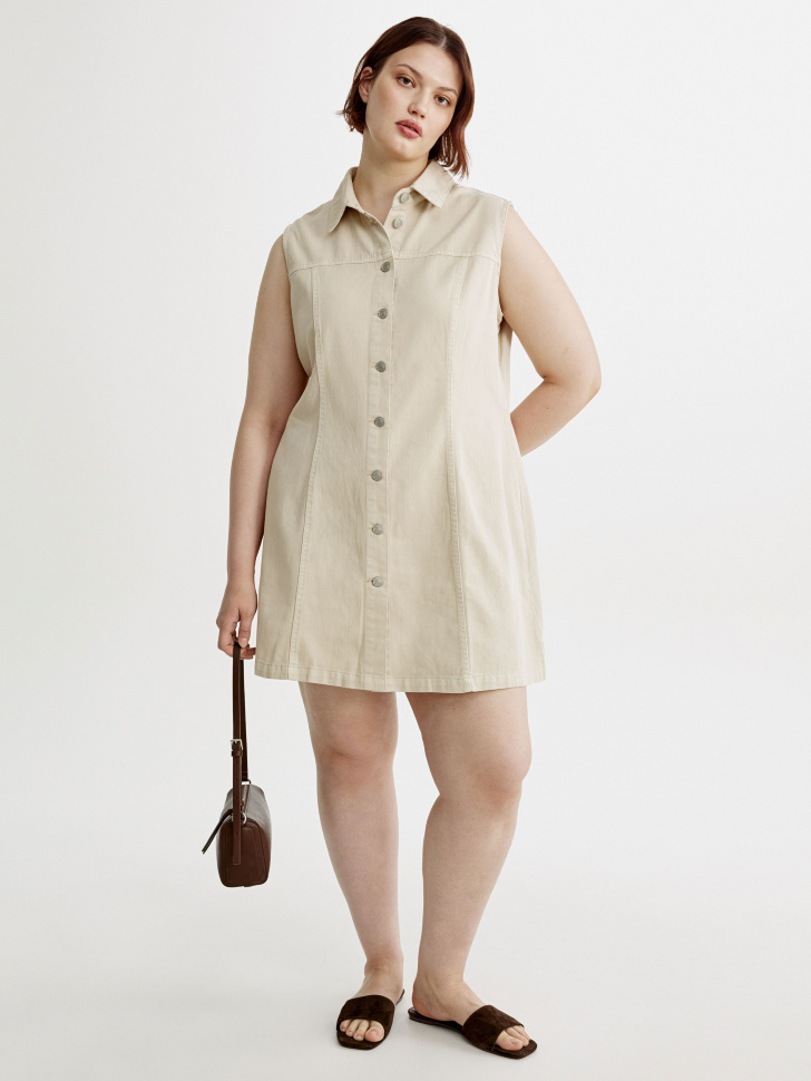 джинсовое мини-платье из хлопка спереди