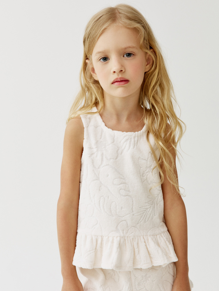 Топ Sela из махрового трикотажа, белый, арт. 54305