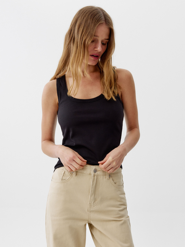 Топ Sela Эми в рубчик, черный, арт. 53702