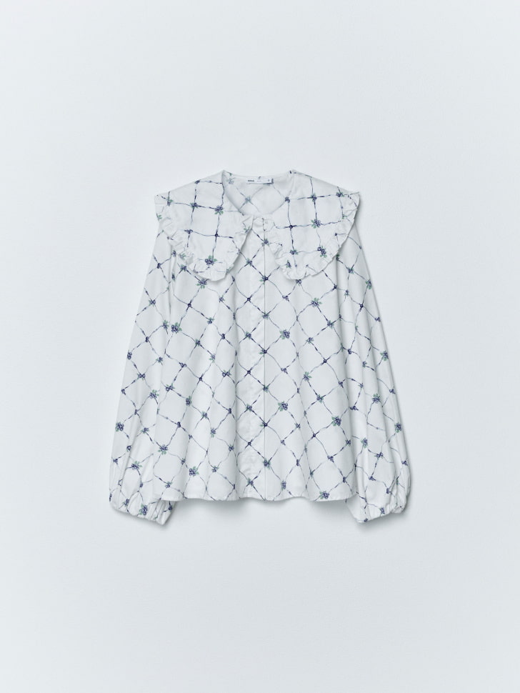 твиловая блузка с принтом и фигурным воротником 4680798790794 фотография