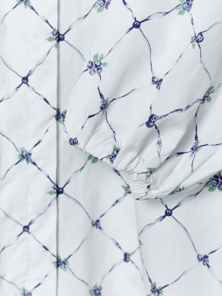 твиловая блузка с принтом и фигурным воротником 4680798790794 в интернет магазине